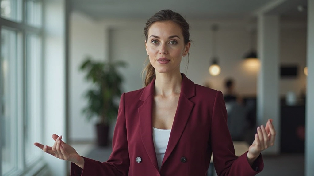 Professional practicing presentation with confidence and presence