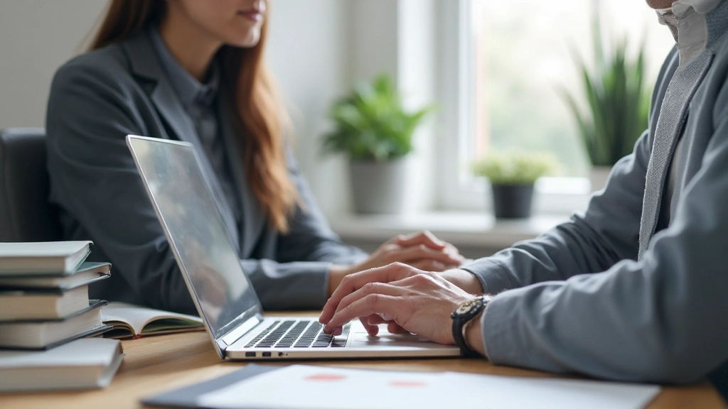 Professional workspace with development books and laptop for skill building