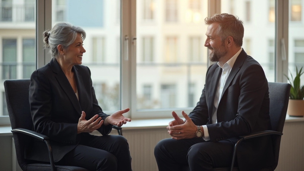 Mentor och mentee i konsultationsmöte diskuterar professionell utveckling och karriärvägledning