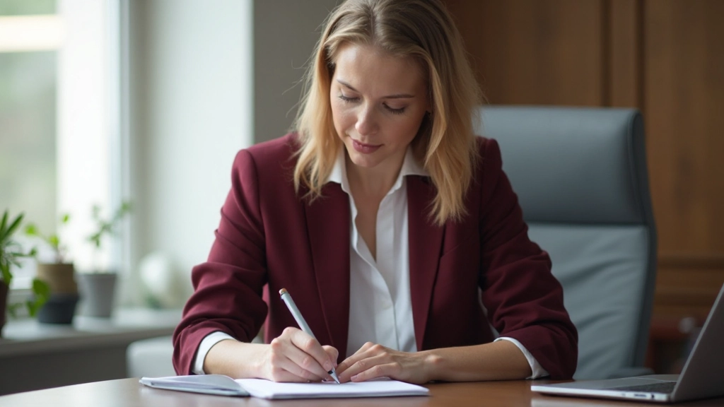 Professionell person fokuserad på lärande med anteckningsbok och laptop
